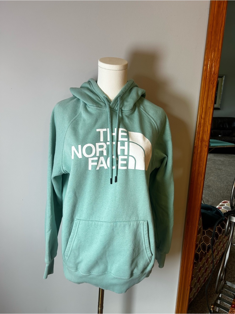 The North Face Mint Teal Pullover Hoodie with White Logo Size M